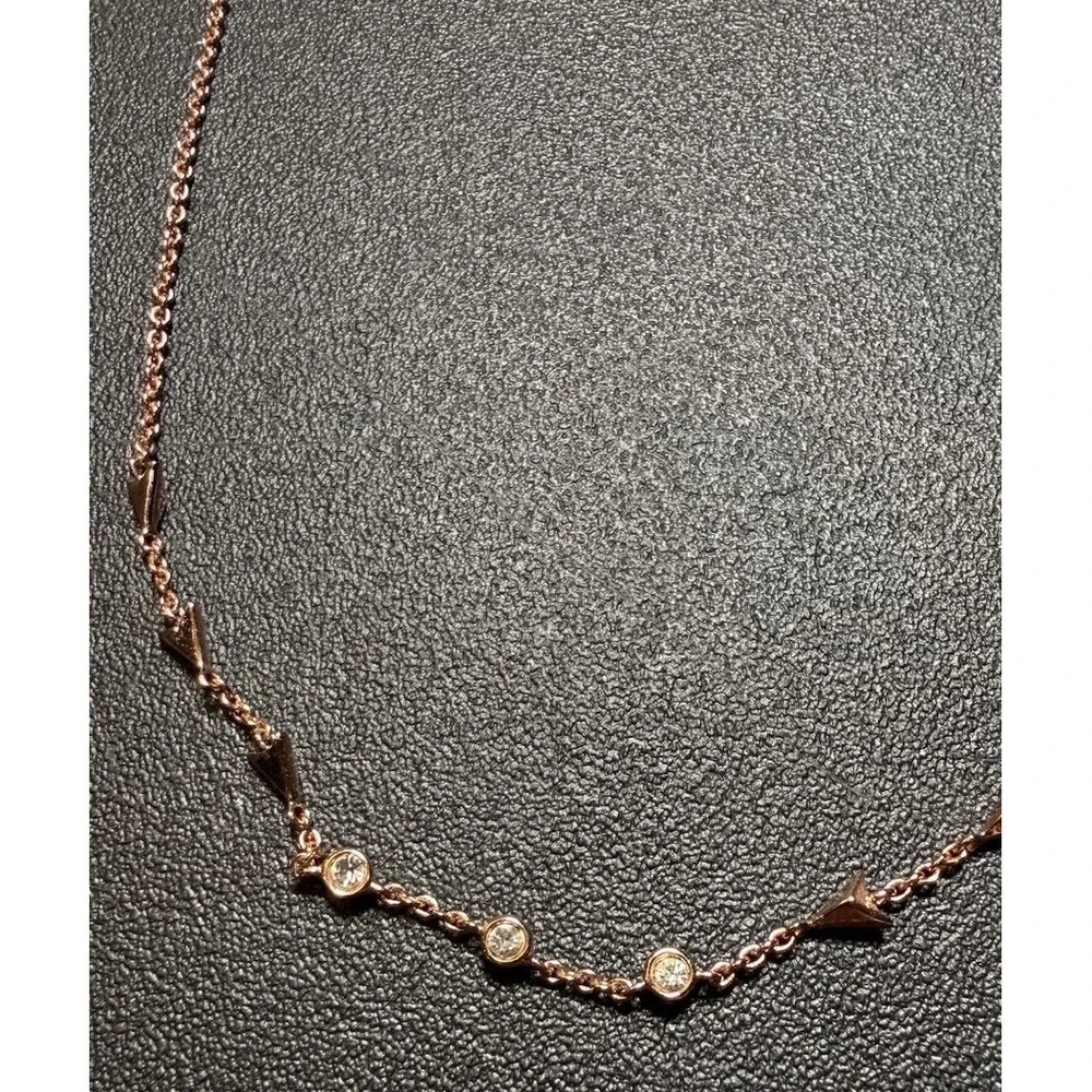 Stella & Dot Rose Gold Cable Chain Necklace, Round Charm Pendant, Lobster Clasp
